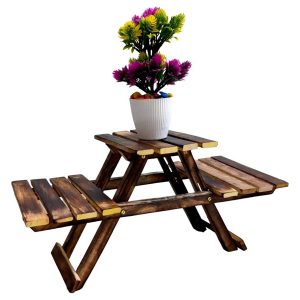Wooden Foldable 3-Desk Plant Stand