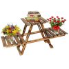 Wooden Foldable 3-Desk Plant Stand - Image 4