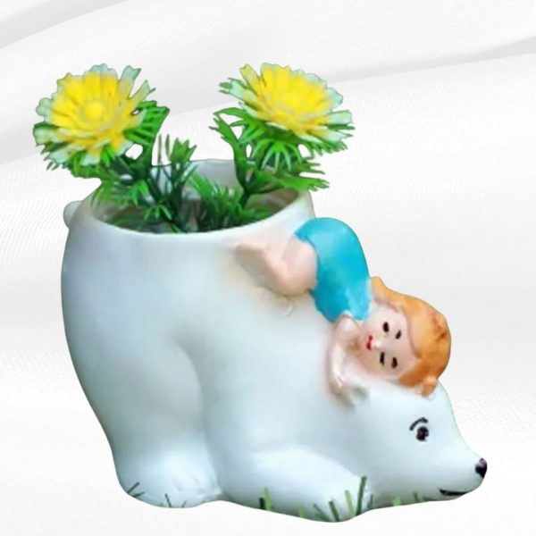 cute girl bear resin pot