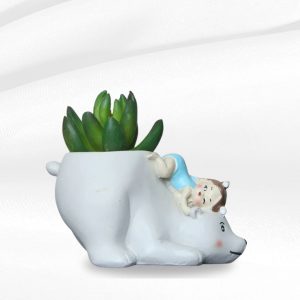 Cute Girl Bear Resin Pot