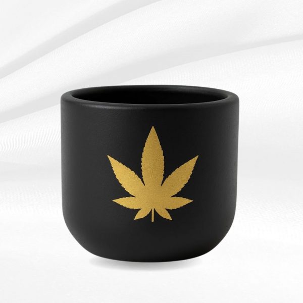 Black Golden Leaf Terracotta Planter