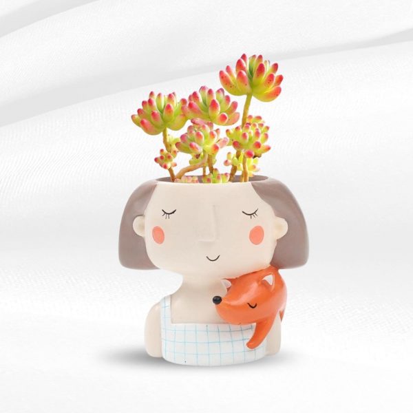 fox girl resin pot