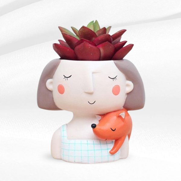 fox girl resin pot