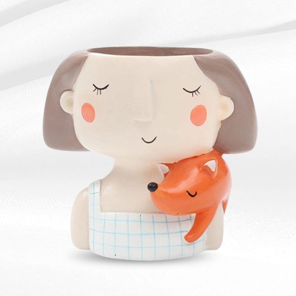 fox girl resin pot