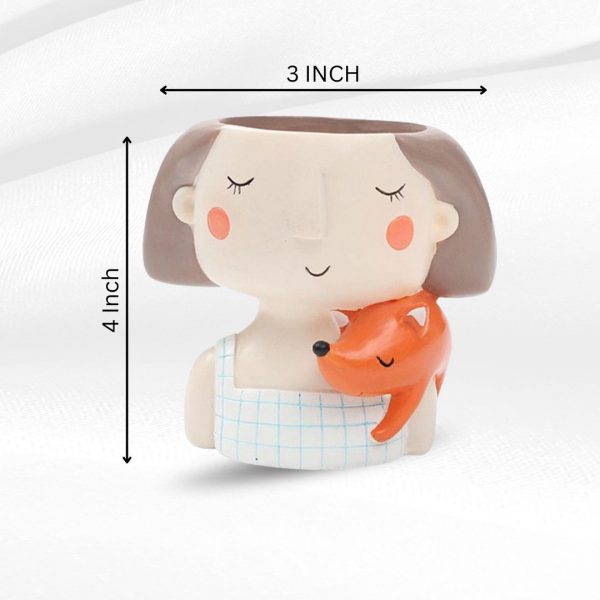 fox girl resin pot