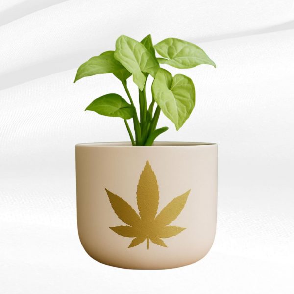 golden leaf beige terracotta planter 4 inch