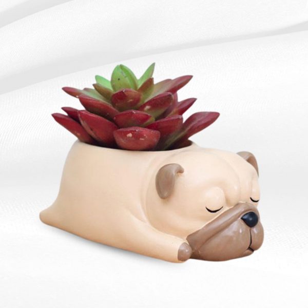 pug dog resin pot