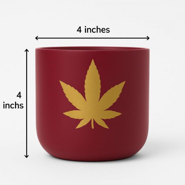 red golden leaf terracotta planter