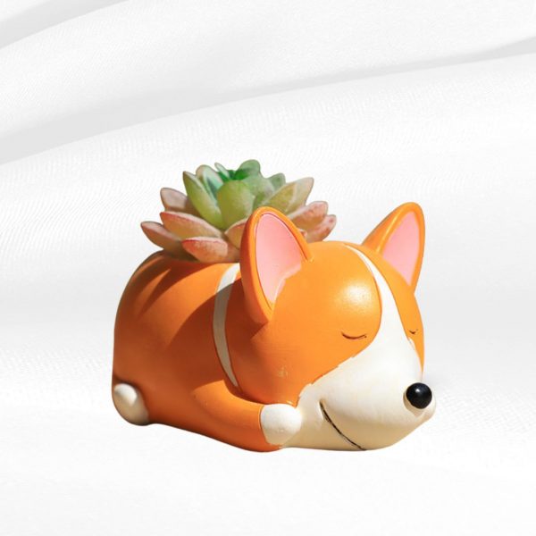 sleeping dog resin pot