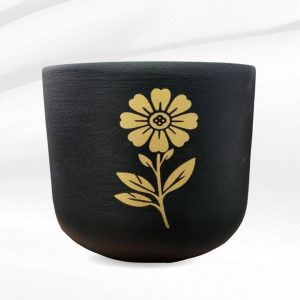 Terracotta Golden Flower Black Pot