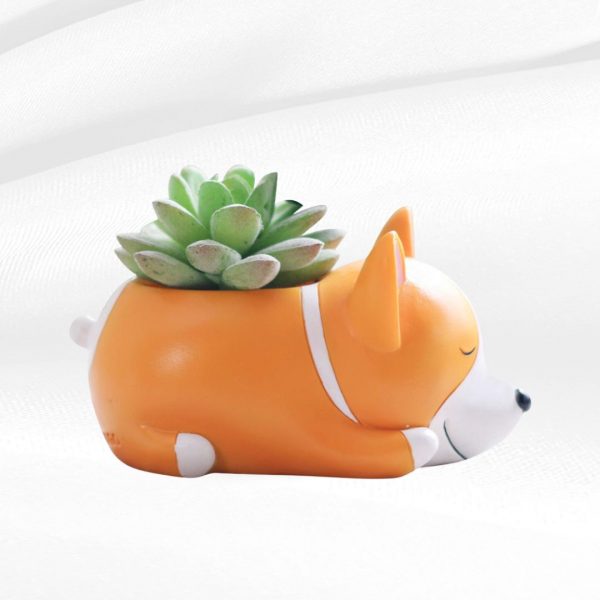 sleeping dog resin pot